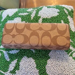 Coach Signature Brown and Tan Eyeglass Hard Case - EUC